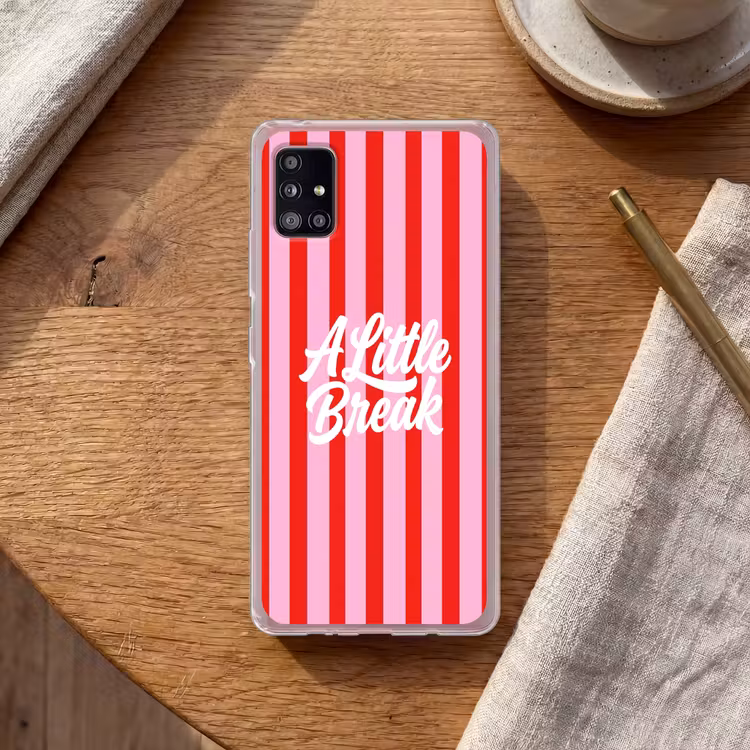 A Little Break - Strepen - Rood - Roze Telefoonhoesje Samsung Galaxy A51 5G klein -sfeer1