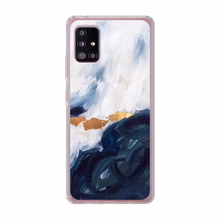 Abstract - Acryl - Blauw - Goud - Elegant Telefoonhoesje Samsung Galaxy A51 5G klein -3d