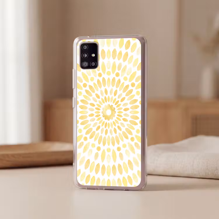 Abstract - Geometrisch - Stralend - Geel Telefoonhoesje Samsung Galaxy A51 5G klein -sfeer2
