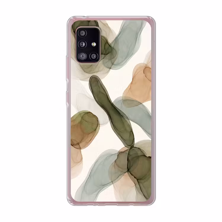 Abstract - Vormen - Modern - Kunst - Groen - Bruin Telefoonhoesje Samsung Galaxy A51 5G klein -3d