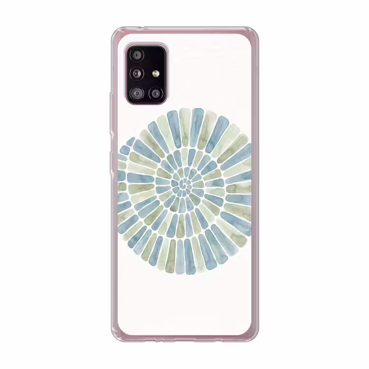 Abstract - Spiraal - Patroon - Modern - Blauw-Groen Telefoonhoesje Samsung Galaxy A51 5G klein -3d