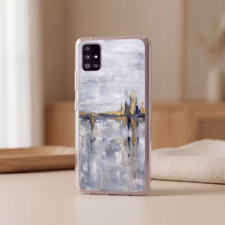 Abstract - Structuur - Goud - Grijs - Modern Telefoonhoesje Samsung Galaxy A51 5G klein -sfeer2