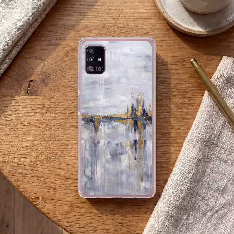 Abstract - Structuur - Goud - Grijs - Modern Telefoonhoesje Samsung Galaxy A51 5G klein -sfeer1