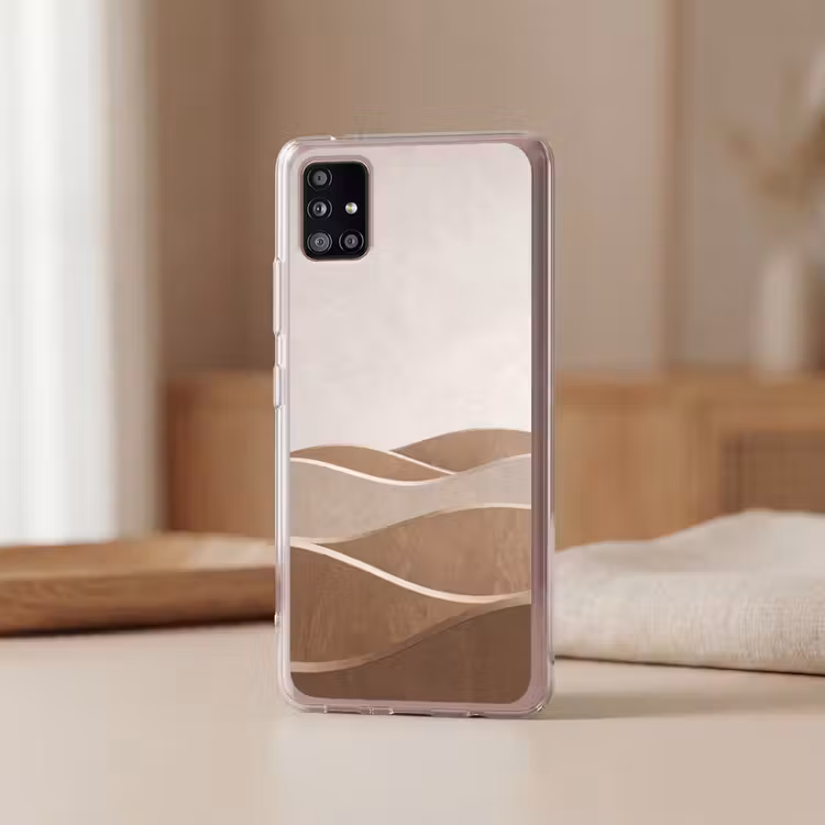 Abstract - Golven - Modern - Beige Telefoonhoesje Samsung Galaxy A51 5G klein -sfeer2