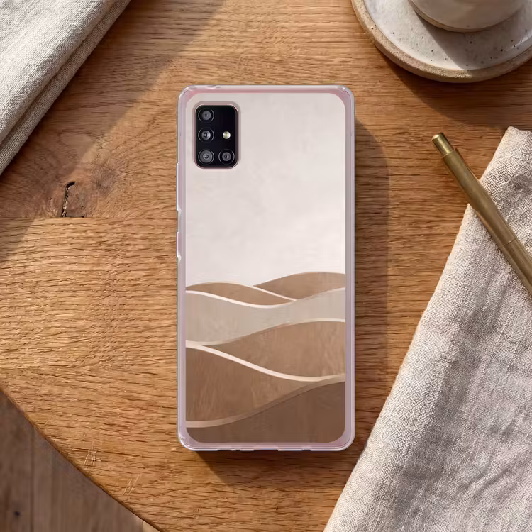 Abstract - Golven - Modern - Beige Telefoonhoesje Samsung Galaxy A51 5G klein -sfeer1