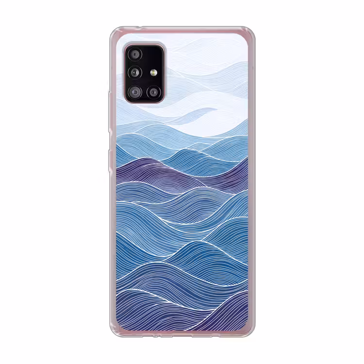 Abstract - Golven - Patroon - Blauw - Modern Telefoonhoesje Samsung Galaxy A51 5G klein -3d