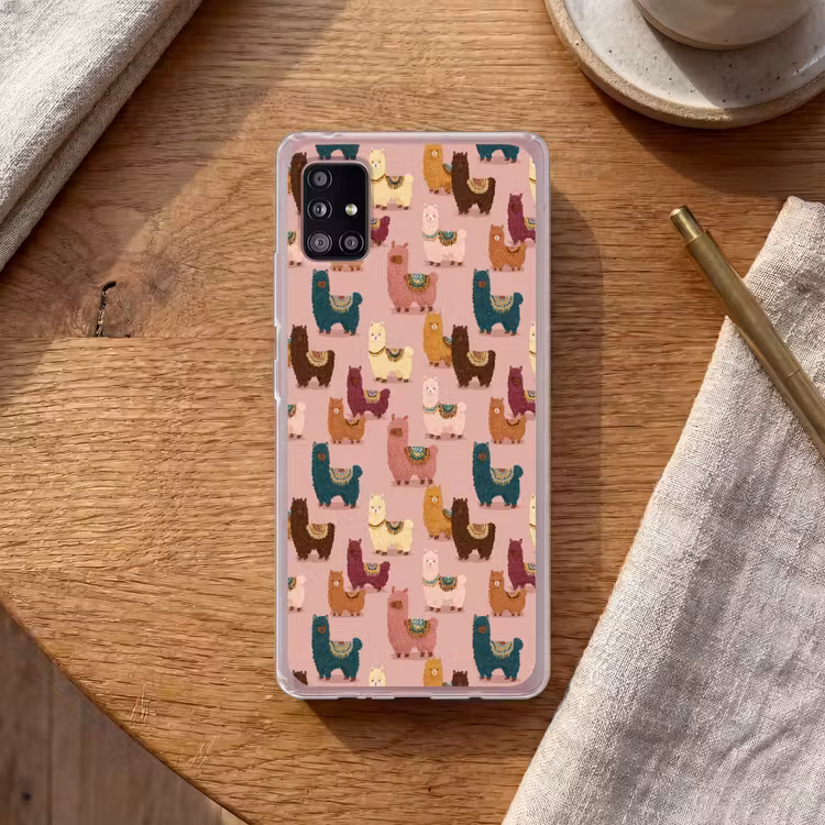 Alpaca's - Patroon - Kleurrijk Telefoonhoesje Samsung Galaxy A51 5G klein 373 -sfeer1