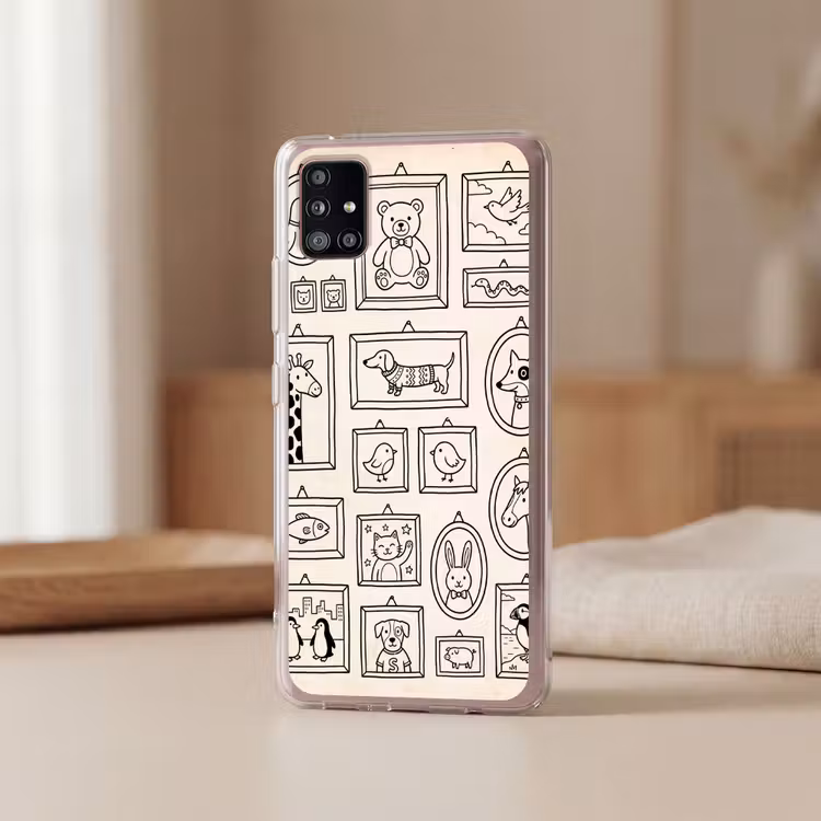 Dieren - Illustratie - Lijsten - Galerij - Speels Telefoonhoesje Samsung Galaxy A51 5G klein -sfeer2