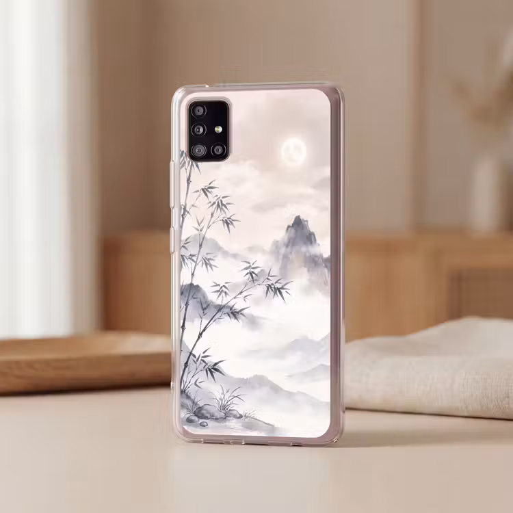 Bamboe - Azië - Grijs Telefoonhoesje Samsung Galaxy A51 5G klein -sfeer2
