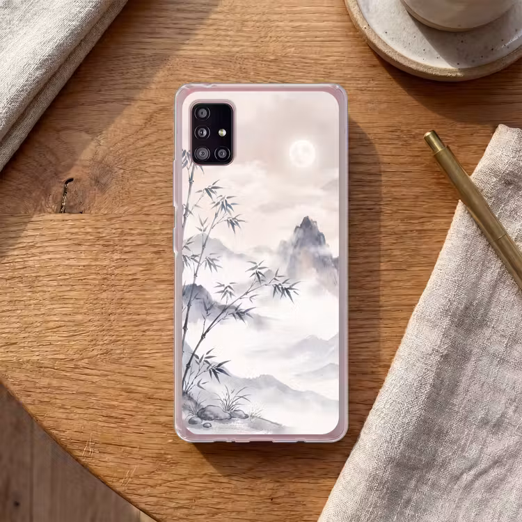Bamboe - Azië - Grijs Telefoonhoesje Samsung Galaxy A51 5G klein -sfeer1
