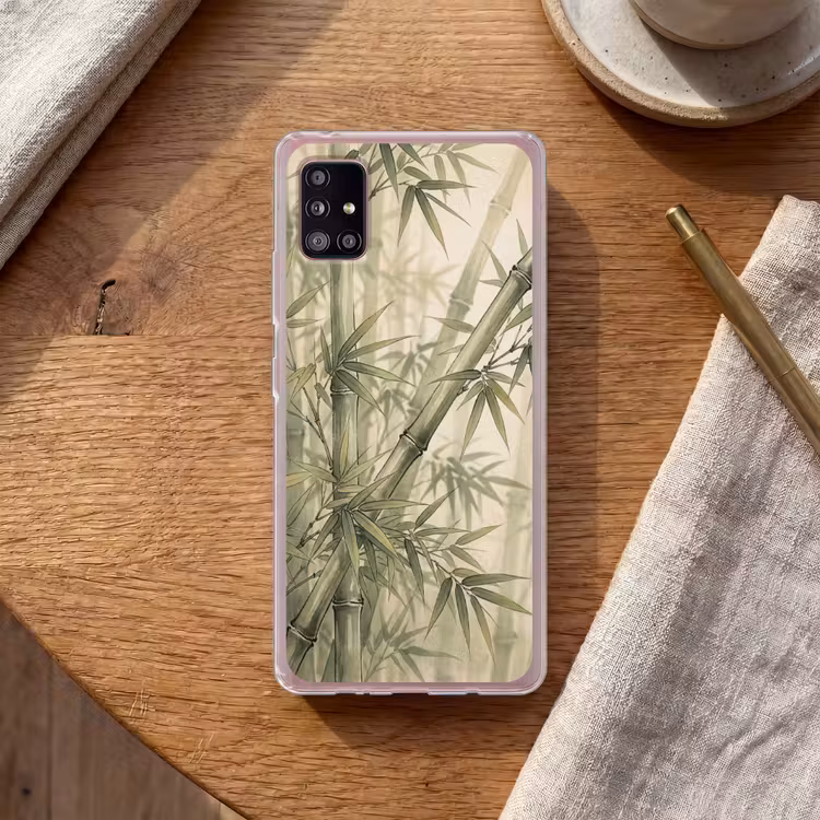 Bamboe - Bladeren - Aziatisch - Groen - Natuur Telefoonhoesje Samsung Galaxy A51 5G klein -sfeer1