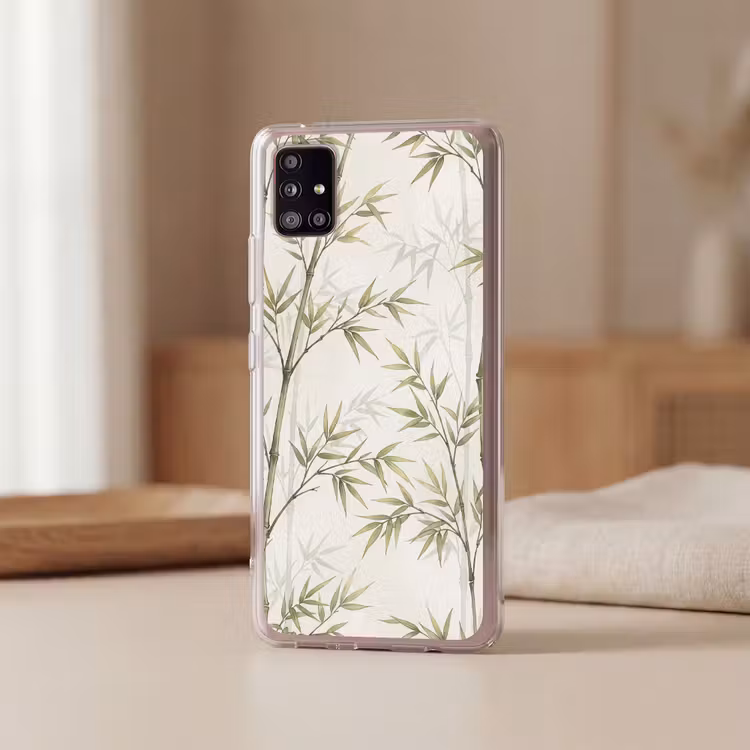 Bamboe - Bladeren - Natuur - Aquarel - Groen Telefoonhoesje Samsung Galaxy A51 5G klein -sfeer2