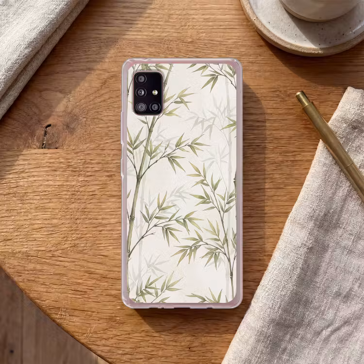 Bamboe - Bladeren - Natuur - Aquarel - Groen Telefoonhoesje Samsung Galaxy A51 5G klein -sfeer1