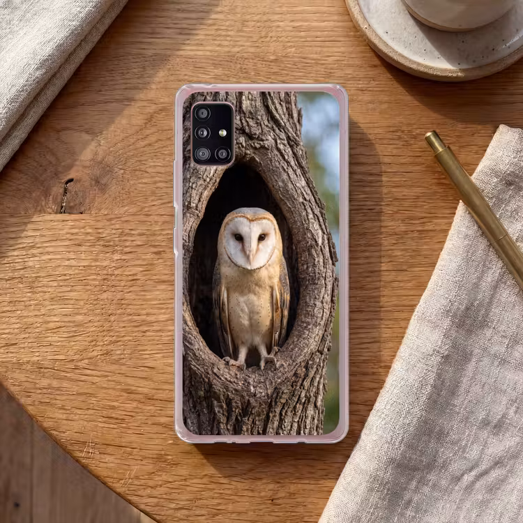 Kerkuil - Boom - Natuur - Bruin Telefoonhoesje Samsung Galaxy A51 5G klein -sfeer1