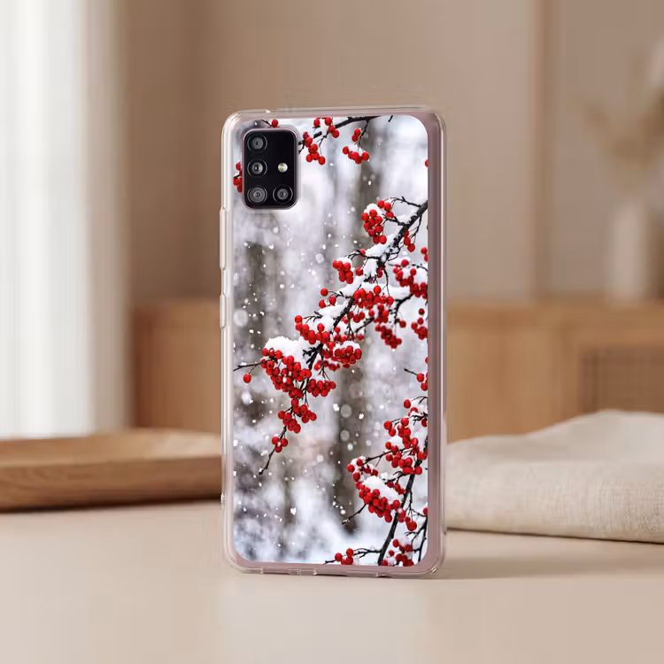 Bessen - Takken - Sneeuw - Winter - Kleurrijk Telefoonhoesje Samsung Galaxy A51 5G klein -sfeer2