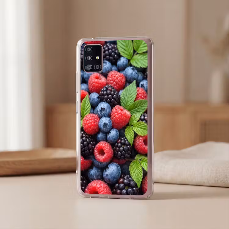 Bessen - Vers - Waterdruppels - Kleurrijk - Eten Telefoonhoesje Samsung Galaxy A51 5G klein -sfeer2