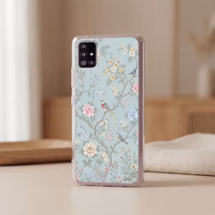 Vogel - Bloemen - Kleurrijk Telefoonhoesje Samsung Galaxy A51 5G klein -sfeer2