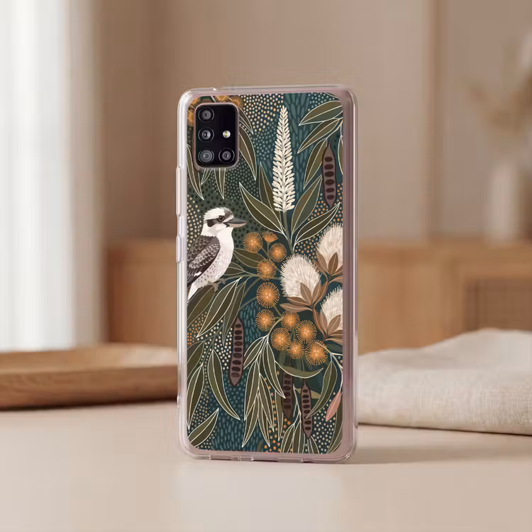 Vogel - Bladeren - Natuur - Illustratie - Groen Telefoonhoesje Samsung Galaxy A51 5G klein -sfeer2