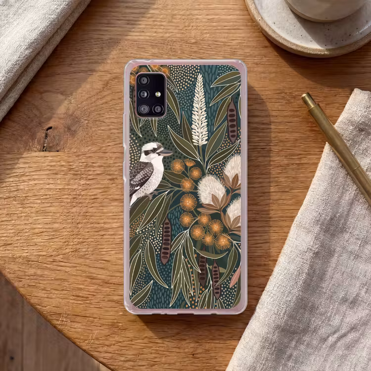 Vogel - Bladeren - Natuur - Illustratie - Groen Telefoonhoesje Samsung Galaxy A51 5G klein -sfeer1