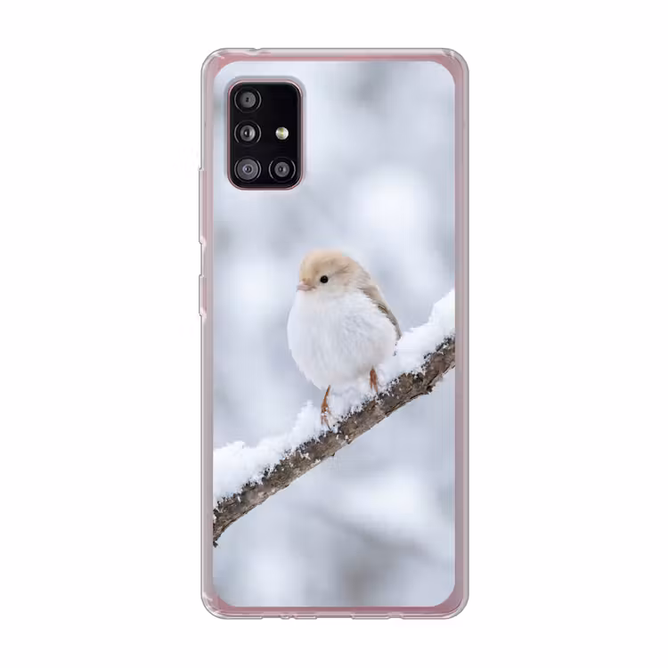 Vogeltje - Sneeuw - Tak - Winter - Zacht Telefoonhoesje Samsung Galaxy A51 5G klein -3d