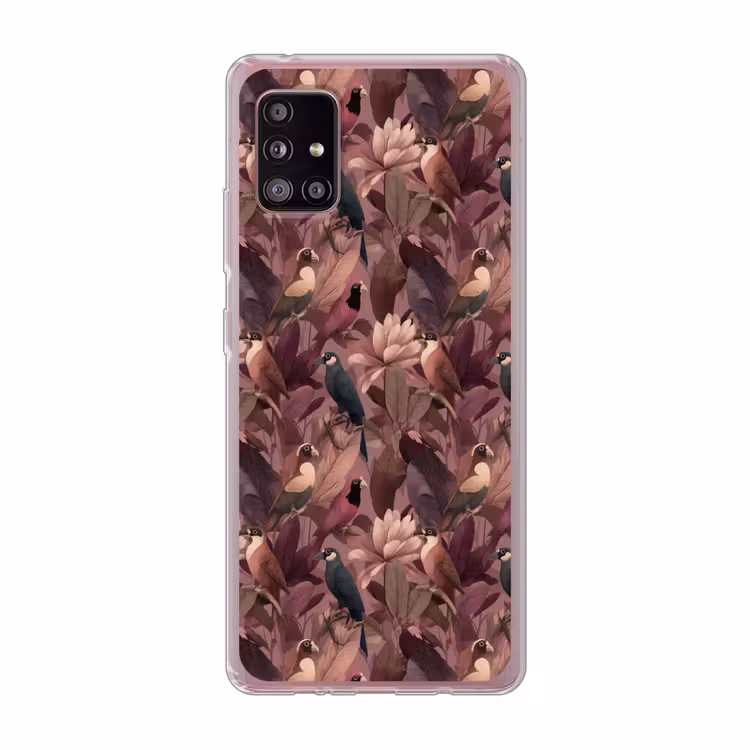 Vogels - Bladeren - Roze Telefoonhoesje Samsung Galaxy A51 5G klein 373 -3d