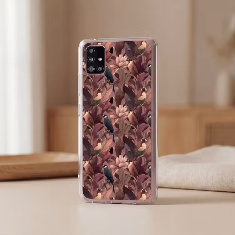 Vogels - Bladeren - Roze Telefoonhoesje Samsung Galaxy A51 5G klein 373 -sfeer2