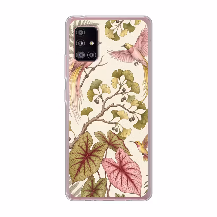 Vogels - Tropisch - Botanisch - Roze Telefoonhoesje Samsung Galaxy A51 5G klein -3d