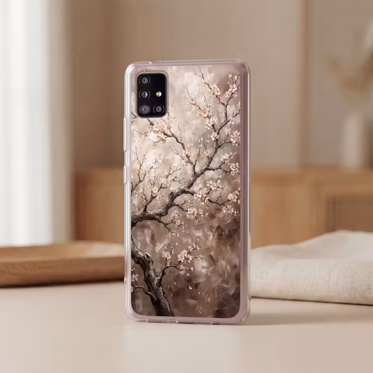 Bloesem - Takken - Schilderij - Beige - Serene Telefoonhoesje Samsung Galaxy A51 5G klein -sfeer2