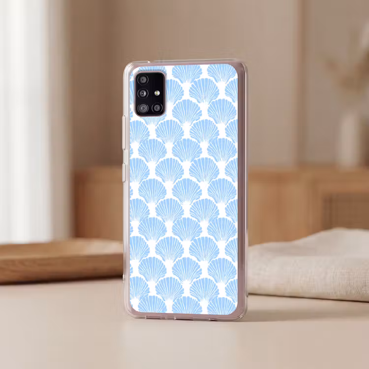Blauw - Wit - Schelpen - Grafisch - Structuur Telefoonhoesje Samsung Galaxy A51 5G klein 373 -sfeer2