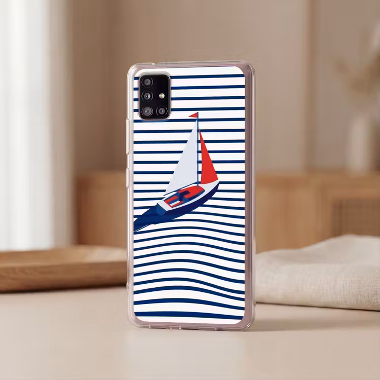 Boot - Water - Abstract - Blauw Telefoonhoesje Samsung Galaxy A51 5G klein -sfeer2