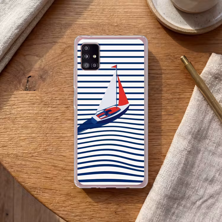 Boot - Water - Abstract - Blauw Telefoonhoesje Samsung Galaxy A51 5G klein -sfeer1