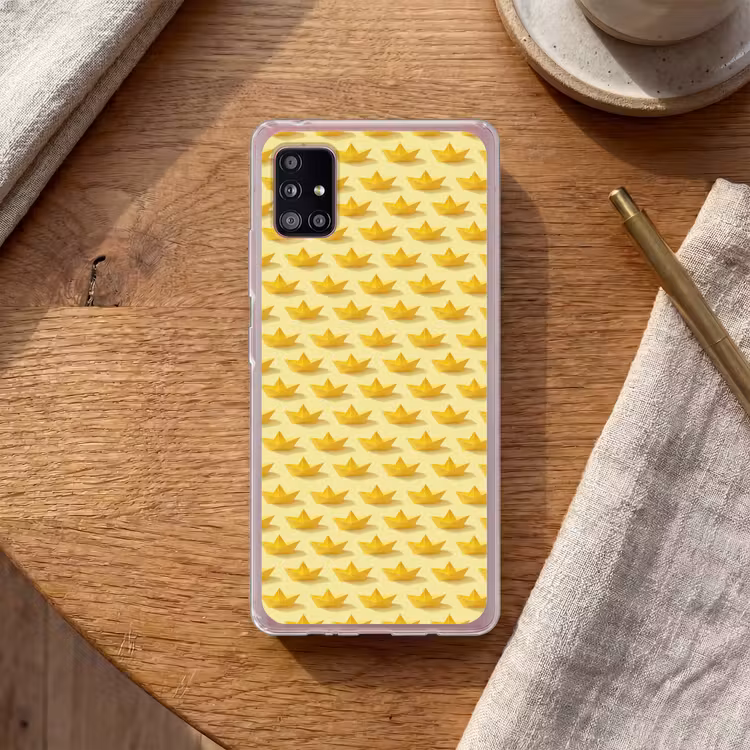 Bootjes - Origami - Creatief - Geel Telefoonhoesje Samsung Galaxy A51 5G klein 373 -sfeer1