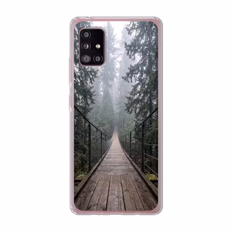 Brug - Bos - Mist - Natuur Telefoonhoesje Samsung Galaxy A51 5G klein -3d