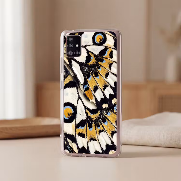 Vlinder - Vleugel - Geel Telefoonhoesje Samsung Galaxy A51 5G klein -sfeer2