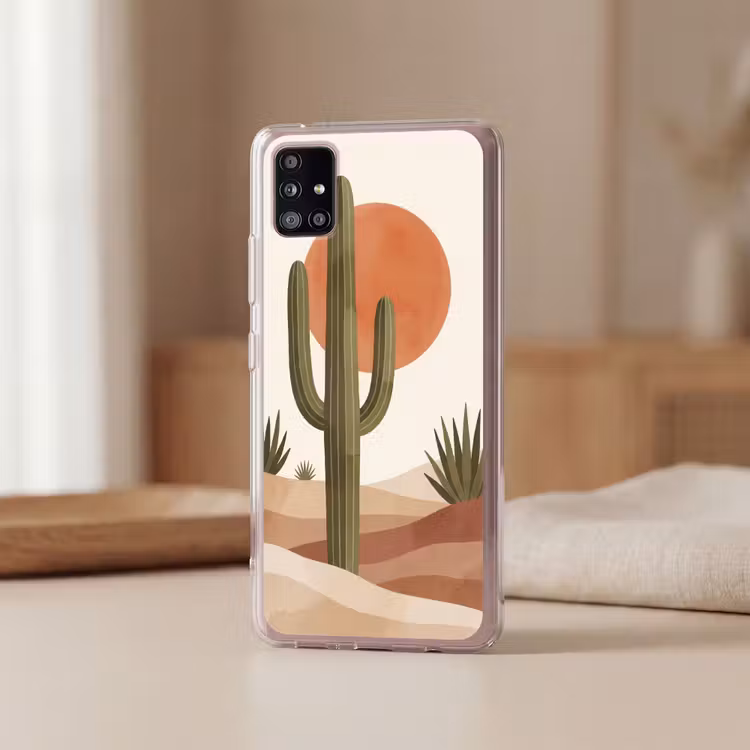 Cactus - Duinen - Modern - Landschap - Groen Telefoonhoesje Samsung Galaxy A51 5G klein -sfeer2