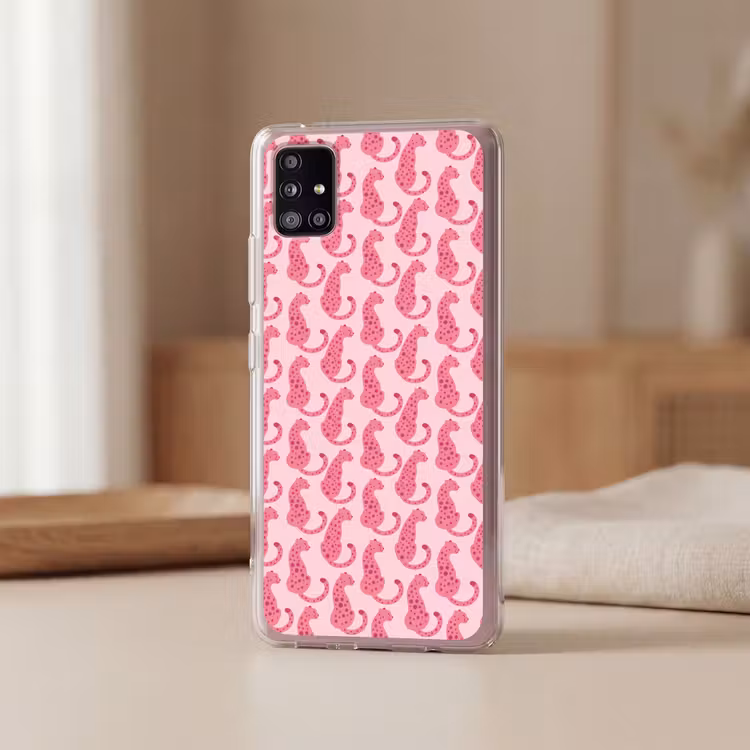 Kat - Gevlekt - Dieren - Patroon - Roze Telefoonhoesje Samsung Galaxy A51 5G klein -sfeer2