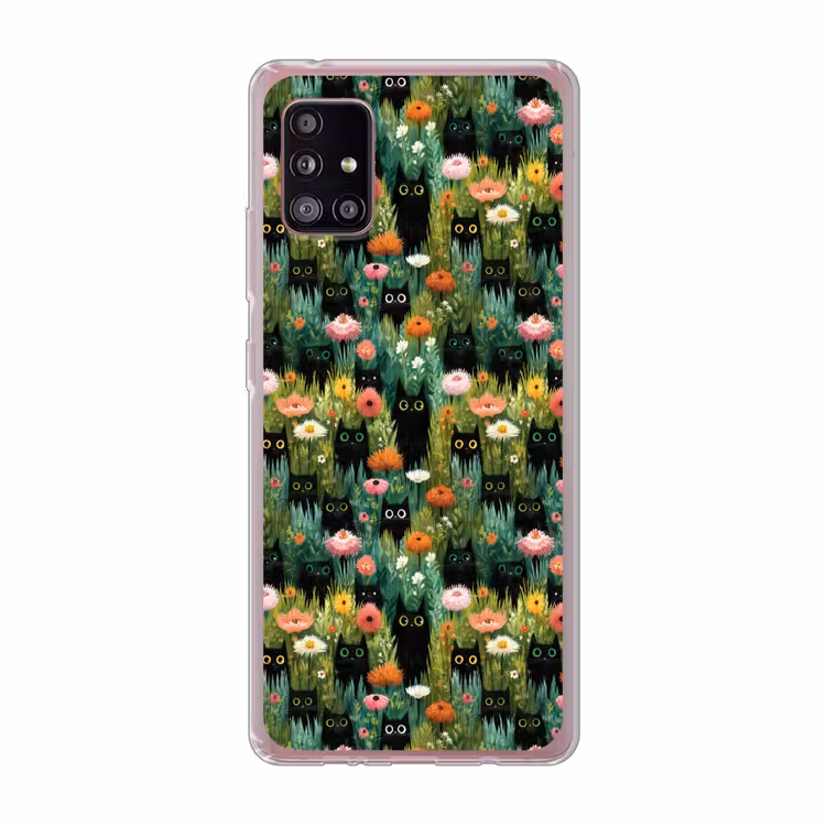 Katten - Bloemen - Kleurrijk Telefoonhoesje Samsung Galaxy A51 5G klein 373 -3d