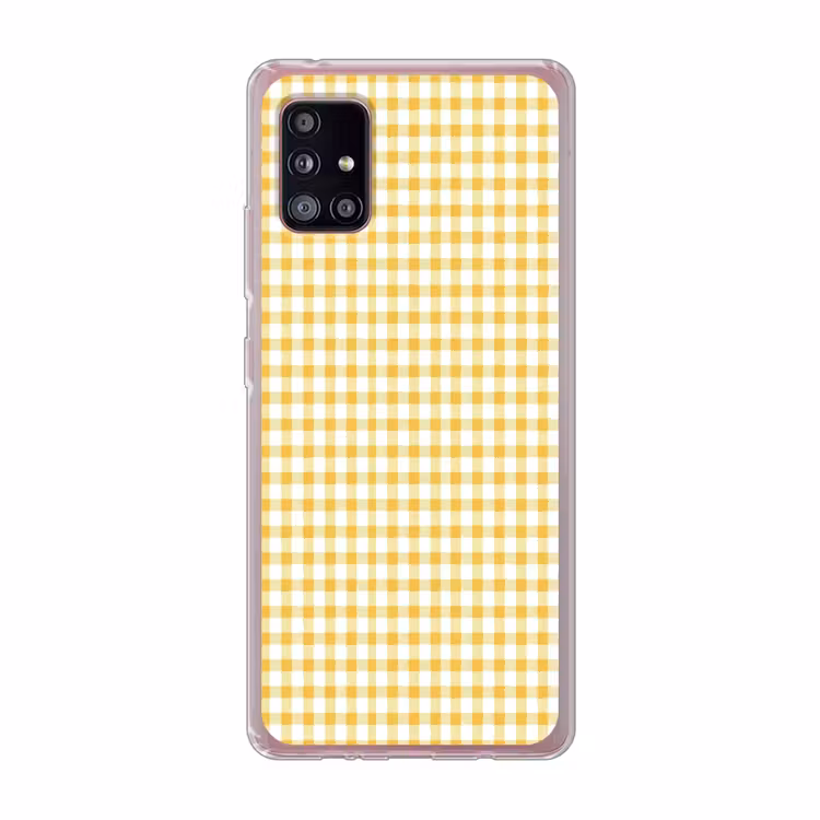Ruit - Gingham - Klassiek - Geel en Wit Telefoonhoesje Samsung Galaxy A51 5G klein 373 -3d