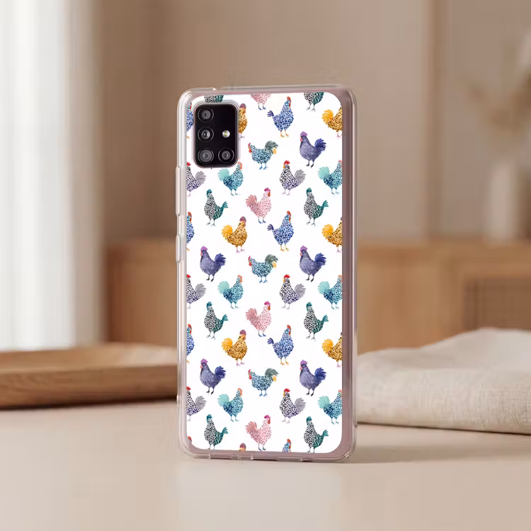 Kippen -Aquarel - Kleurrijk Telefoonhoesje Samsung Galaxy A51 5G klein 373 -sfeer2
