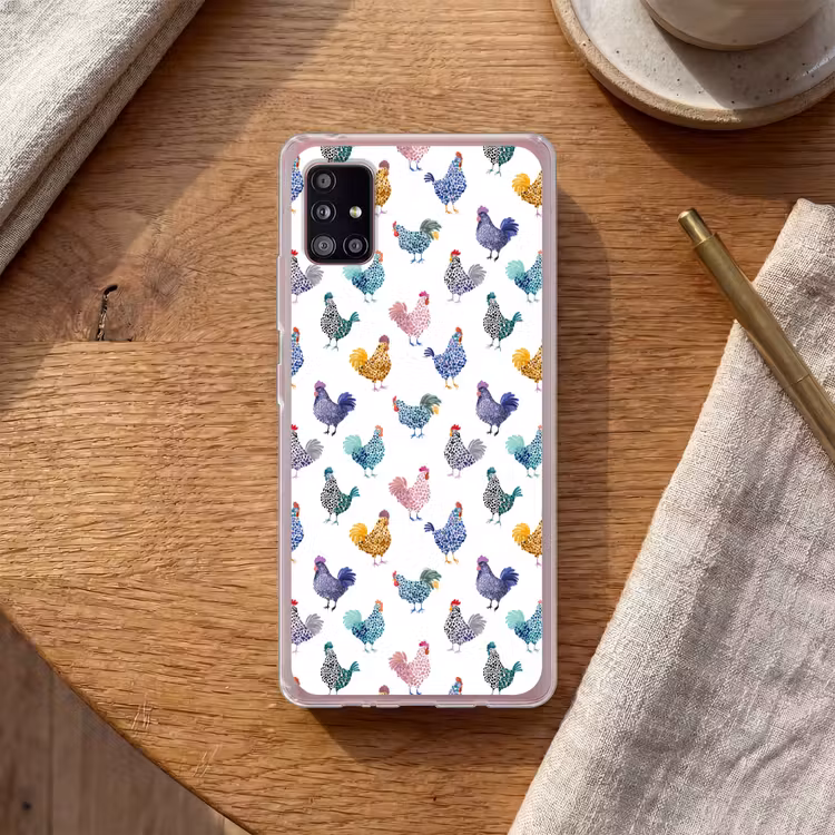 Kippen -Aquarel - Kleurrijk Telefoonhoesje Samsung Galaxy A51 5G klein 373 -sfeer1
