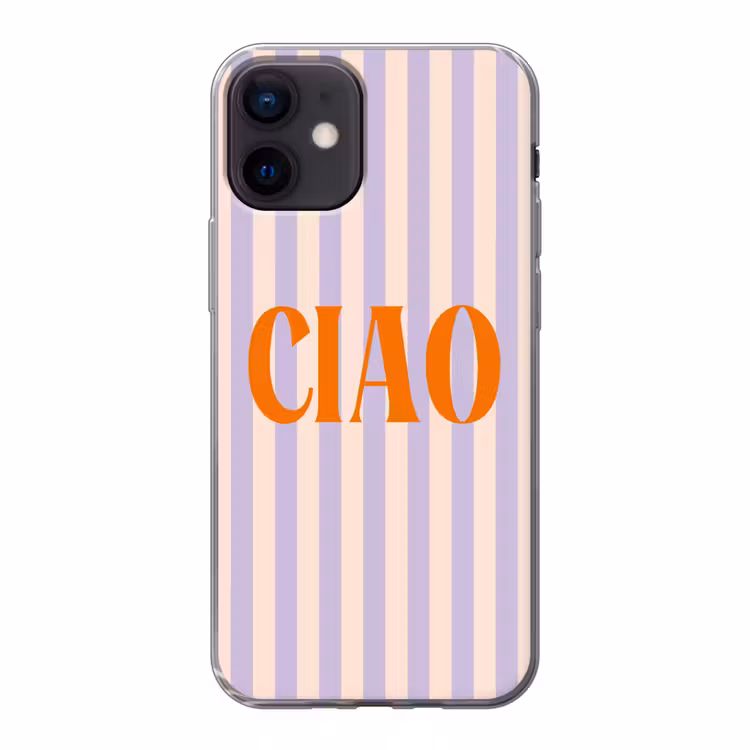 Ciao - Quote - Pastel - Strepen Telefoonhoesje iPhone 12 Mini klein -3d