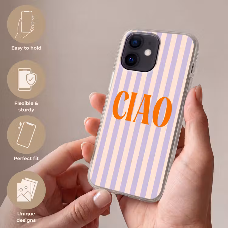 Ciao - Quote - Pastel - Strepen Telefoonhoesje iPhone 12 Mini klein -sfeer3_EN