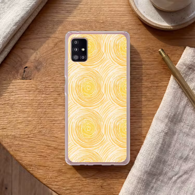 Cirkels - Abstract - Artistiek - Geel Telefoonhoesje Samsung Galaxy A51 5G klein 373 -sfeer1