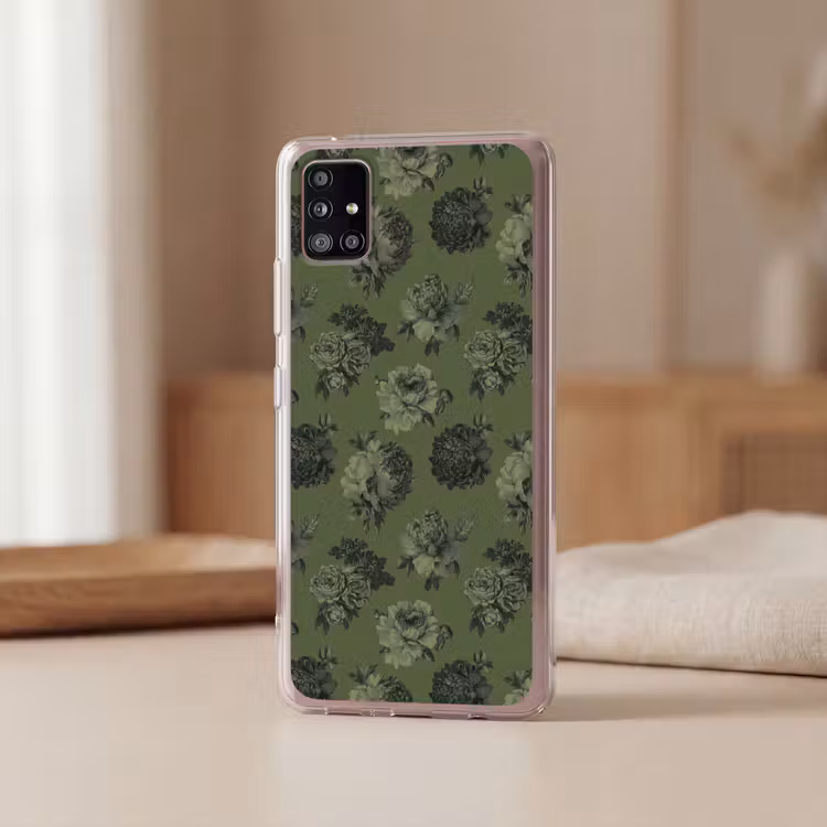 Klassiek - botanisch - olijfgroen - bloemen Telefoonhoesje Samsung Galaxy A51 5G klein 373 -sfeer2