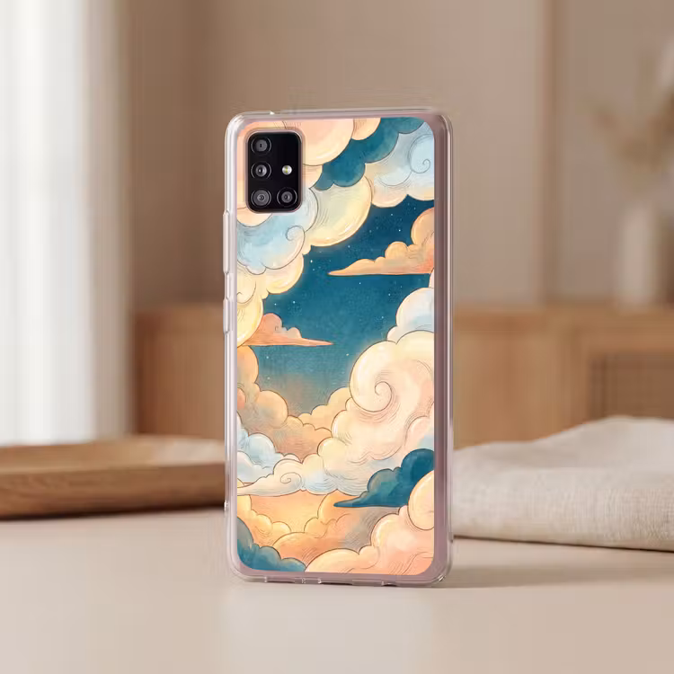 Wolk - Lucht - Natuur - Illustratief - Oranje Telefoonhoesje Samsung Galaxy A51 5G klein -sfeer2