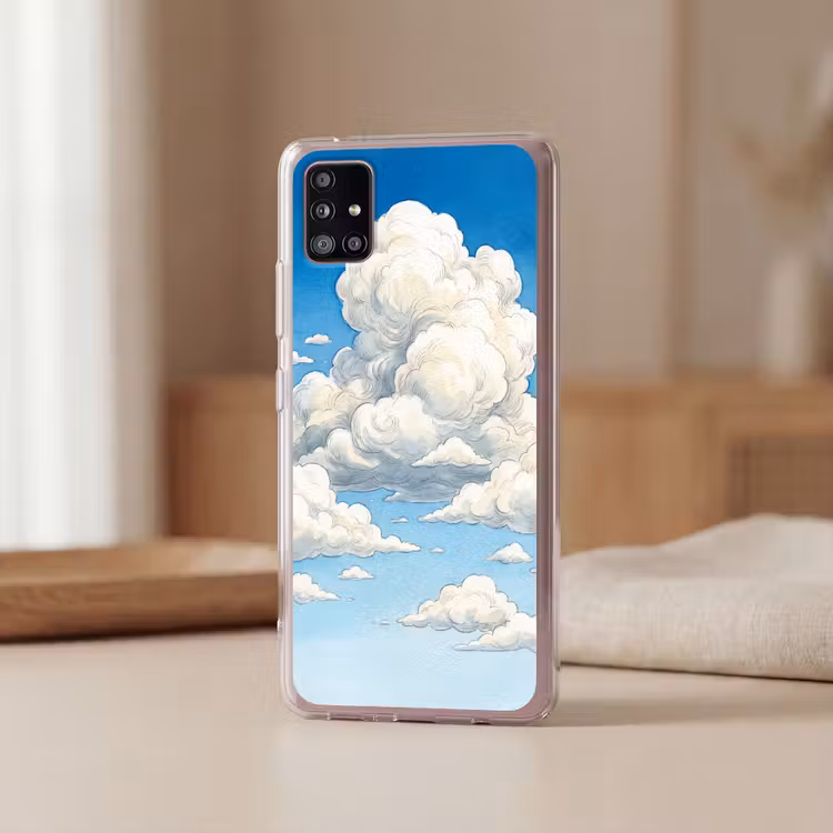 Wolken - Blauwe lucht - Natuur - Modern - Wit Telefoonhoesje Samsung Galaxy A51 5G klein -sfeer2