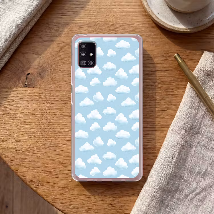 Wolken - Illustratie - Blauw Telefoonhoesje Samsung Galaxy A51 5G klein 373 -sfeer1