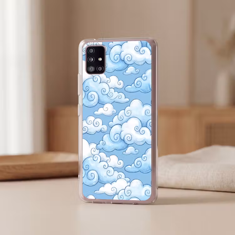 Wolken - Patroon - Hemel - Illustratie - Wit Telefoonhoesje Samsung Galaxy A51 5G klein -sfeer2
