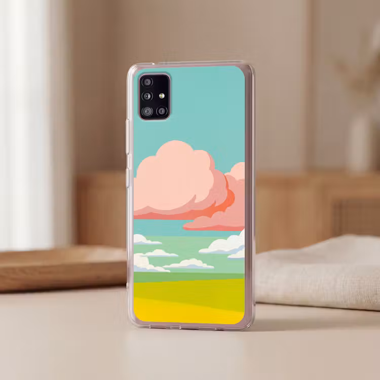 Wolken - Roze - Natuur - Modern - Pastel Telefoonhoesje Samsung Galaxy A51 5G klein -sfeer2