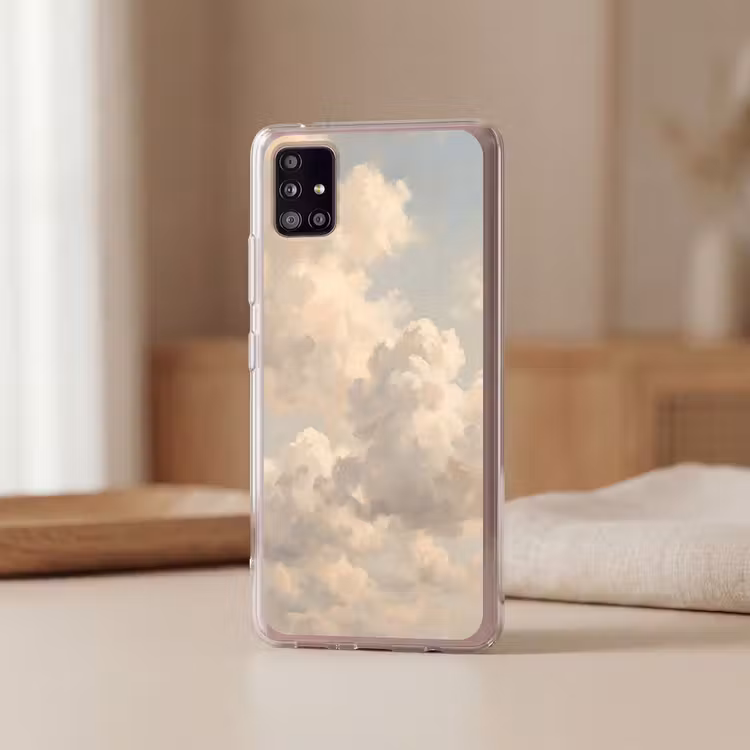 Wolken - Zacht - Natuur - Klassiek - Beige Telefoonhoesje Samsung Galaxy A51 5G klein -sfeer2